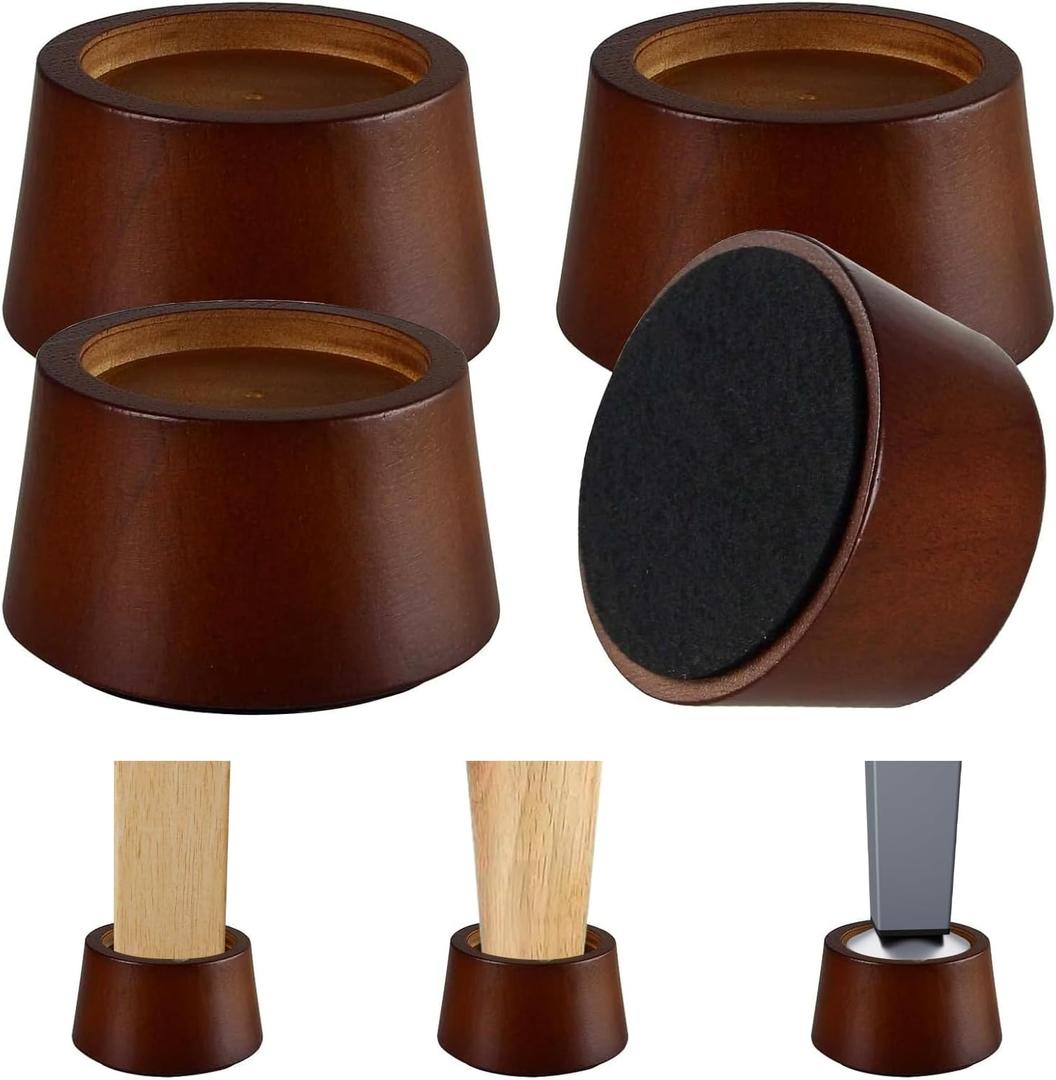 Furniture Raisers Bed Risers - 2 Inch Wooden Circle Heavy Duty Furniture Height Extenders Lifts for Sofa Couch Desk Chair Table Base Raising Space, Convenient Store and Cleaning, Pack of 4
