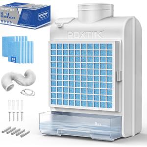 3-in-1 Indoor Dryer Vent Kit, 10 Pcs Polyester Filters for 4 Layer Purification System, Stainless Steel Screen Filter and Water Drawer For Electric Dryer (White)