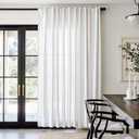 jinchan Linen Blend Curtain 84 inch Length 1 Panel for Sliding Door, Light Filtering 100 inch Extra Wide Living Room Drape with Rod Pocket Back Tab(100W x 84L, Off White)