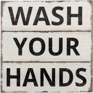 Barnyard Designs Vintage Tin Sign, Primitive Country Farmhouse Bathroom Quotes Home Decor Sign (Wash Your Hands)