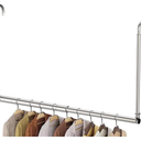 Hanging Closet Rod, Adjustable Height & Width Closet Rods for Hanging ClothesCloset Extender Hanging Rod SpaceMaximizing Design Suitable for Hanging and Drying Clothes, Silver