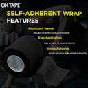 2 x OK TAPE 12 Rolls Self Adhesive Bandage Wrap, Elastic Athletic Tape, Self Stick Bandage Tape, Vet Wrap, Medical Wrap for Wrist, Feet, 2" x 5 Yards - Black