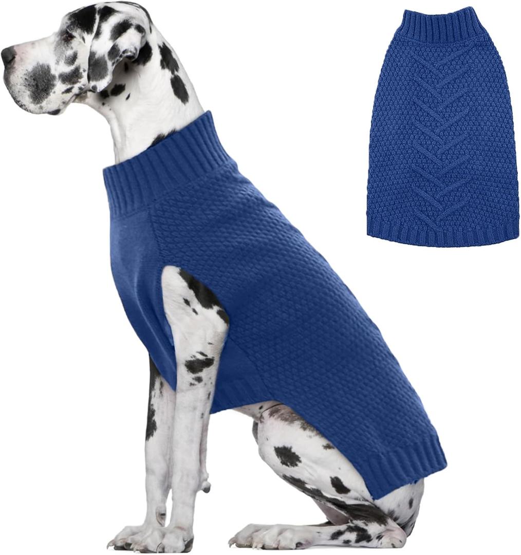 IECOii Big Dog Sweater - XXXL Dog Sweaters for Extra Large Dogs - Warm Winter & Fall Coat - Blue-4XL (XXXX-Large(Chest:35.4 in))