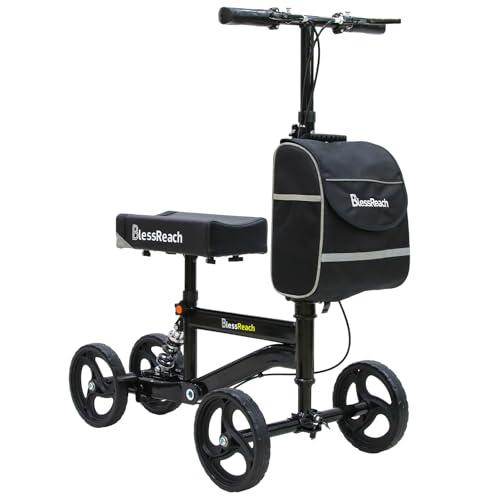 BlessReach Economy Knee Scooter, Steerable Knee Walker, Foldable Knee Scooters for Foot Injuries Adult Best Crutches Alternative Black