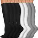Copper Compression Socks 15-20 mmHg for Men & Women 8 Pairs Circulation Support for Nurses, Travel, Running, Hiking, Soccer, (L/XL)