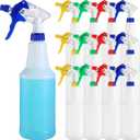 Eaasty 12 Pack Plastic Spray Bottles for Cleaning Solution 25 oz Leak Proof Mist Spraying Safe Squirt Bottle Refillable with Adjustable Head for Plants, Pet, Vinegar, BBQ(Red, Blue, Yellow, Green)