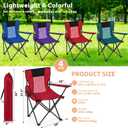 Shellwei Breathable Folding Camping Chair with Cupholder Carry Bag Regular Size Portable Lightweight Lawn Chair with Side Pocket Fishing Hiking Picnic Party Beach Outdoor Activity(Multicolor,4 Pcs)