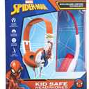 Spider Man Kid Safe Headphones for Toddlers (Small Headphones) Best for Ages 2 to 5 yrs Old Over The Ear Padded Cushions Flying on a Web Design