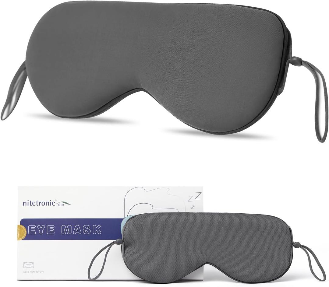 Sleep Eye Mask for Men Women, Updated Design Light Blocking Soft and Comfortable Night Eye Mask, Eye Sleep Shade Cover, Blocks Light Reduces Puffy Eyes Gifts, Eye Blinder for Sleeping (Gray)