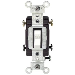 Leviton 20-Amp, 120/277-Volt, Toggle Double-Pole AC Quiet Switch, Commercial Grade, CS220-2W, White