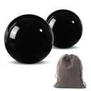 Hmsddan Obsidian Baoding Balls for Hand Therapy, Traditional Massage Chinese Ball for Adults Health Exercise Stress Relief Balls with Carry Pouch, Black Obsidian, X-Large-2"