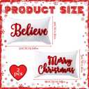 Jetec Set of 2 Christmas Throw Pillow Covers 12x20 Inch Merry Christmas Believe Embroidery Pillow Covers Farmhouse Throw Cushion Case for Home Living Room Bedroom Holiday Parties and Gifts