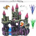 PINVNBY Aquarium Resin Castle Decoration,Fish Tank Driftwood Castle Cave Hideouts House Plants Supplies Accessories(Pink)