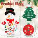 Yookeer 3 Pack DIY Felt Christmas Snowman Set Santa Advent Calendar Xmas Tree Felt with Detachable Ornament Craft Door Wall Hanging Decoration Xmas Gift for Winter Holiday Party(Vivid)