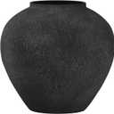 Black Large Vase, Rustic Round Vase for Flowers, Black Vases for Home Decor, Vintage Metal Vases for Living Rooms, Dining Tables, Shelves, Offices, Coffee Tables,11 Inches.