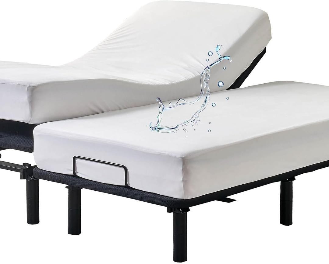 Kingnex Waterproof Split California King Mattress Protector for Adjustable Bed 2 Cali Twin XL 36x84 Soft Noiseless Jersey Fitted Matress Cover with Deep Pocket (Split California King 2x(36"x84"))