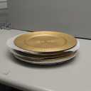 Hiceeden 12 Pack Gold Charger Plates for Dinner Plates, 13" Round Plastic Chain Shaped Charger Service Plates, Decorative Chargers Bulk for Table Setting, Wedding, Party, Event