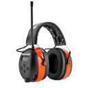 Hocazor HP033 Pro Bluetooth 5.3 AM FM Radio Headphones with Type-C Charge Port Ear Protection Rechargeable Safety Earmuffs for Mowing Workshops Orange