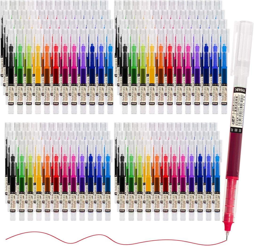 Beieverluck 120 Pieces Rolling Ball Pens 0.5 mm Japanese Pens Fine Point Pens Quick Dry Liquid Ink Pen Smooth Writing Pens for Office Student Back to School Supplies, Multicolor (Black, Blue, Red)