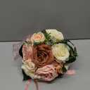 CYANLUX Wedding Bouquets for Bride Bridesmaid Bouquet Champagne White Artificial Roses Flowers for Wedding Valentine's Day Church Home Decoration (Pink)