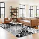 ZonLi Outdoor Rug 8x10Ft Waterproof Multicolored Black White Indoor Area Rug Washable Outdoor Patio Rugs Tropical Floral Non Slip Outdoor Carpet for Living Room, Pool,Backyard,Deck,Camping.