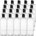 Peohud 19 Pack 16oz Clear Plastic Empty Bottles with Disc Top Flip Caps, Refillable Shampoo Bottles, Squeezable Travel Containers for Lotions, Cosmetics, Liquid Body Soap, Creams, BPA Free