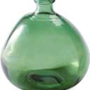 Mud Pie Recycled Green Spanish Rounded Small Glass Vase 7.5" x 6.5" Dia