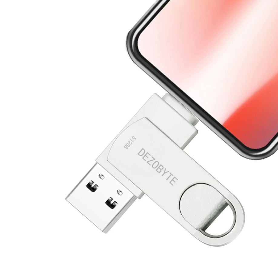 DEZOBYTE 512GB Flash Drive Phone Photo Stick Thumb Drive Compatible i Phone Android USB C and PC Silver