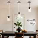 MAYNA 2-Pack Black Farmhouse Pendant Lighting, Rustic Glass Kitchen Island Lights with Bulbs, Adjustable Rods Vintage Hanging Fixtures for Dining Room, Bar