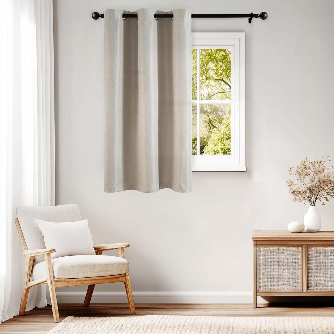 jinchan Room Darkening Curtain 84 Inch Length Taupe Curtain for Bedroom Living Room Drape 1 Panel Texture Grommet Top Window Treatment 72 Inches Wide by 84 Inches Long