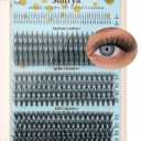 4 x Eyelash Extensions Lash Clusters Natural Mixed Individual False Eyelashes Multi-types Bottom Lashes Spike 20D 30D Clusters with 10-16mm Multiple Lengths Wispy Look Light Volume for Self Use