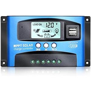 iSunergy MPPT Solar Charge Controller 40A 12V/24V Auto Solar Panel Intelligent Regulator with Dual USB Port LCD Display for Lead Acid Batteries