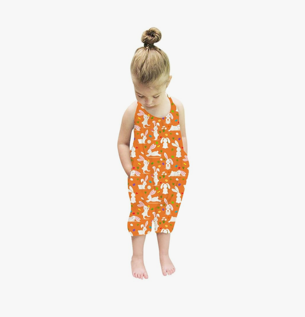 Darkyazi Baby Cute Summer Jumpsuits for Girls Kids Backless Harem Strap Romper Jumpsuit Toddler Pants Size 7T