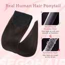 SEGOHAIR Clip In Real Human Hair Ponytail Extensions for Women 100% Remy Human Hair Ponytail Straight Wrap Around Clip in One Piece Hairpiece 16 Inches 80g #02 Dark Brown