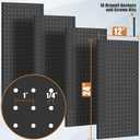 PBHEPJ 4 Pcs Metal Pegboard Panels, Heavy Duty Peg Boards for Garage and Garden Tool Storage, Includes Drywall Anchors and Screws Kits, Black