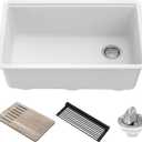 KRAUS Bellucci 30 in. Undermount Workstation Granite Kitchen Sink in White with Accessories, KGUW1-30WH
