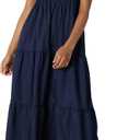 Amazon Essentials Women's Fit and Flare Empire Waist Sweetheart Neck Cotton Sateen Tiered Maxi Dress S