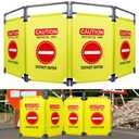 4 Panels Safety Barricade,7.8 FT Foldable Security Sign Barrier,Heavy Duty PVC Frame Barricade,DO NOT Enter" Gate High Visibility Caution Symbol Crowd Control