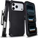 for iPhone 17 Pro Max Case with Belt Clip Holster, Military Grade Drop Protective, 4 in 1 Heavy Duty Shock-Absorbing Rugged Case for iPhone 17 Pro Max 6.9", Black