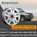 4 PCS Wheel Center Hub Caps Compatible with 6 Lugs Tundra 17" 5 Twin Spoke Silver Wheels 2003-2006, Sequoia 17" 5 Twin Spoke Silver Wheels 2003-2007 Replace#: 42603-AF030