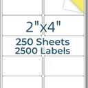 2" x 4" Mailing Labels,2500 Address Labels(250 Sheets),Printable White Shipping Labels for Laser/Inkjet Printer,Permanent Adhesive Sticker Labels