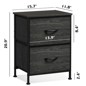 WLIVE Night Stand, Small Dresser with 2 Drawers & Wooden Top, Nightstand with Fabric Bins, Bedside Table End Table for Bedroom, Closet, Entryway, College Dorm, Charcoal Black