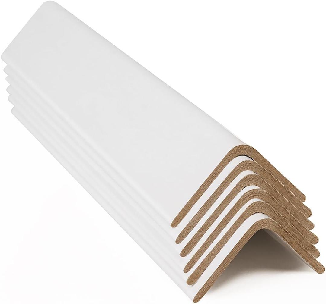 Cardboard Edge Protectors for Shipping - 2"W x 2"D x 48"L, Medium Duty .160 ga, Pallet Corner Protectors, Angle Boards, White, 50/Pack