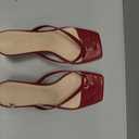 Goderci Kitten Flip Flop Thong Low Heels for Women Square Open Toe Slip On Heeled Sandals (Red,8.5)