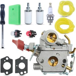 AUMEL C1M-W44 Carburetor Carb with Air Fuel Filter Line Kit for Craftsman Poulan 33CC PP333 PP330 PPB330 PP133 PP335 PPB335 PP338PT Pro Gas Trimmer Replace 545008042 545189502 ZAMA W44