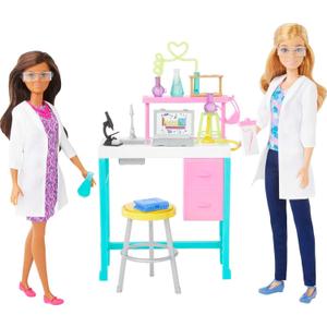 Barbie Careers Playset, Science Lab with 2 Scientist Fashion Dolls, Bench & 10+ Accessories 