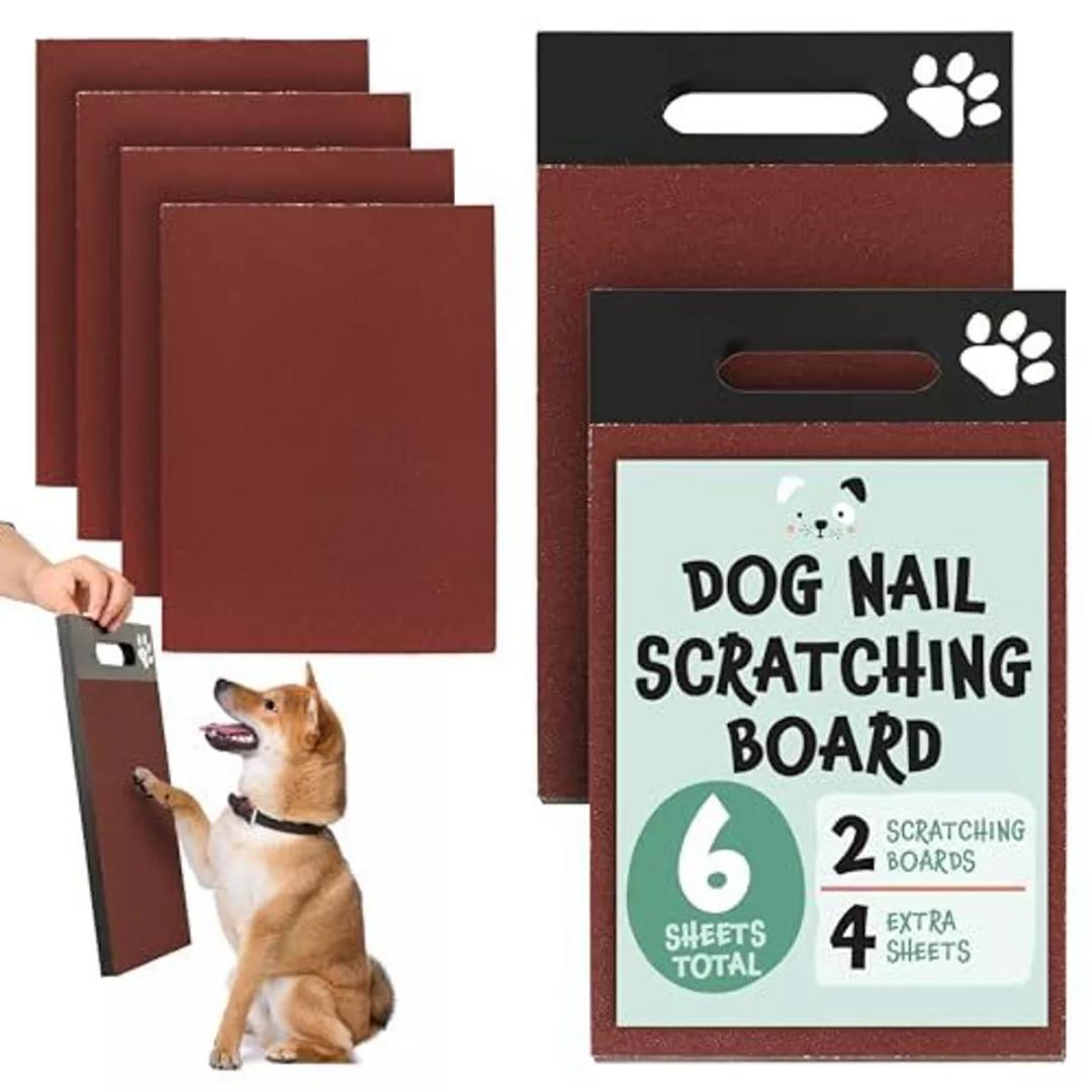 Evergreen Pet Supplies [6 Pads] Scratch Pad for Dogs - 2-Sided Medium & Coarse Sandpaper Dog Scratch Pad for Nails w/Extra Sheets