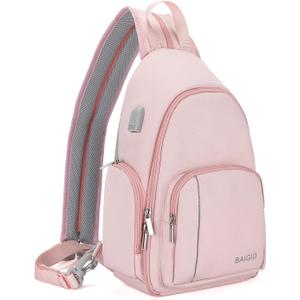 BAIGIO Camera Sling Bag Small Camera Backpack for Photographers,Waterproof Camera Crossbody Bag Travel Caemra Backpack for DSLR SLR Mirrorless Camera (Pink)