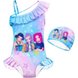 Kids Girls Fashion One Piece Swimsuit Swimwear Toddlers Rash Guard Sets 4-5 Years