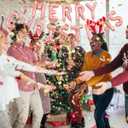 Merry Christmas Balloon Banner, 16 Inch Rose Gold Sign, Foil Balloons for Christmas Party Decorations, Theme Birthday Party Decorations